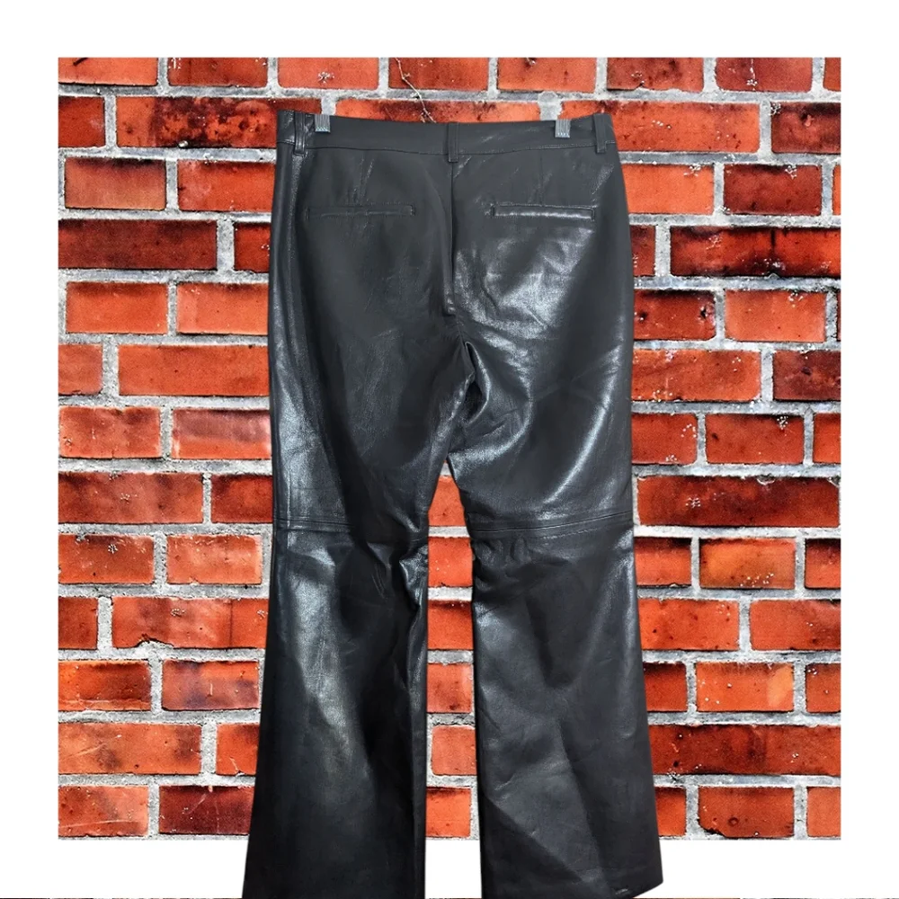 NWT Babaton Aritzia Wide Leg Flare Black Faux Leather Pants Size 10 - Picture 7 of 12